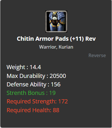 Chitin Armor Pads +11 (Reverse)